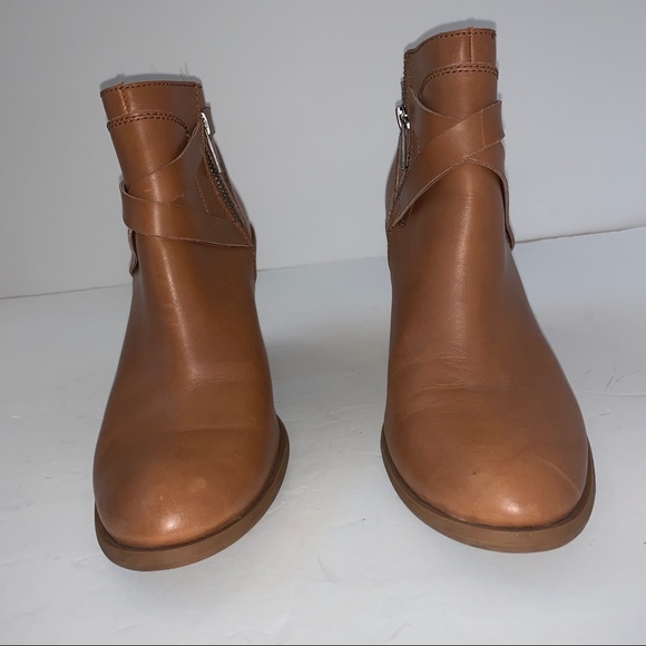 Lucky Brand Camel Tan Faux Leather Bootie Sz 10 - Picture 7 of 14